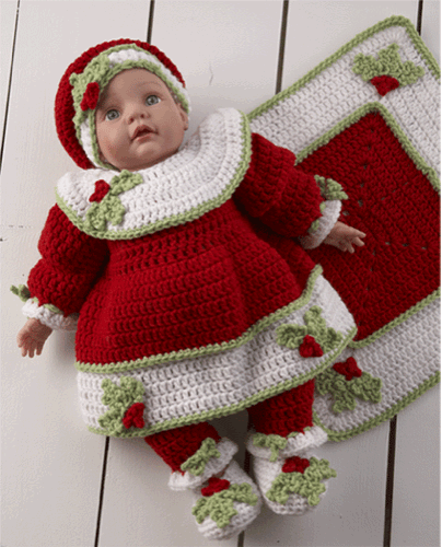 Christmas Baby Doll Set Crochet Pattern