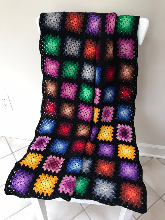 Crochet Pattern Granny Square Vintage Afghan Stained Glass - Maggie's Crochet