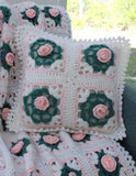 Pearly Blossoms Afghan and Pillow Crochet Pattern - Maggie's Crochet