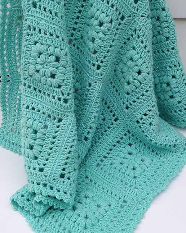Crochet Bobble Afghan Rug Pattern, Crochet Squares, Instant Download
