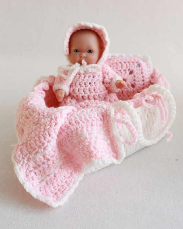 Crochet doll basket on sale