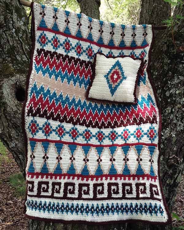 Aztec Afghan & Pillow Set Crochet Pattern – Maggie's Crochet aztec-afghan-pillow-set-crochet-pattern-maggie-s-crochet