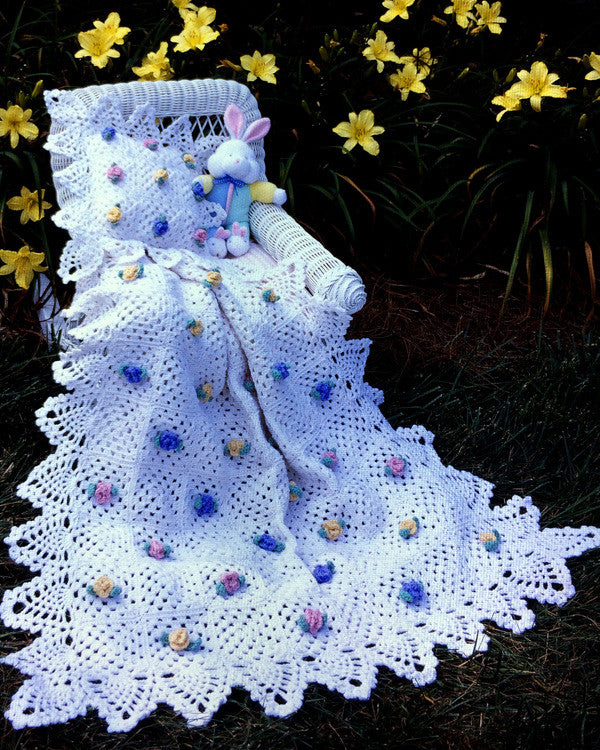 Pineapple Rose Blossoms Afghan & Pillow Set Crochet Pattern - Maggie's Crochet