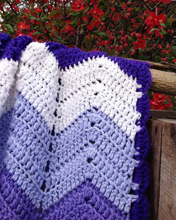 Purple and white crochet blanket cheap