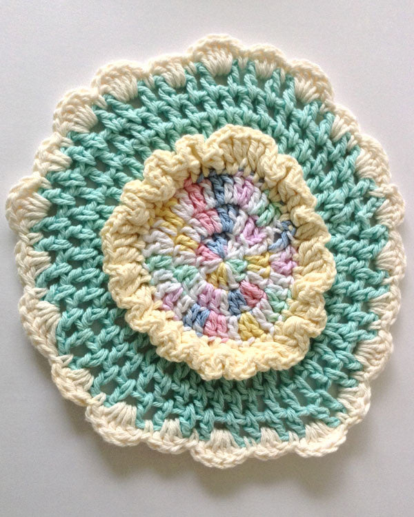 Dishcloths In The Round Crochet Pattern Set - Maggie's Crochet