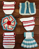 Vintage Red and Aqua Potholders Crochet Pattern - Maggie's Crochet