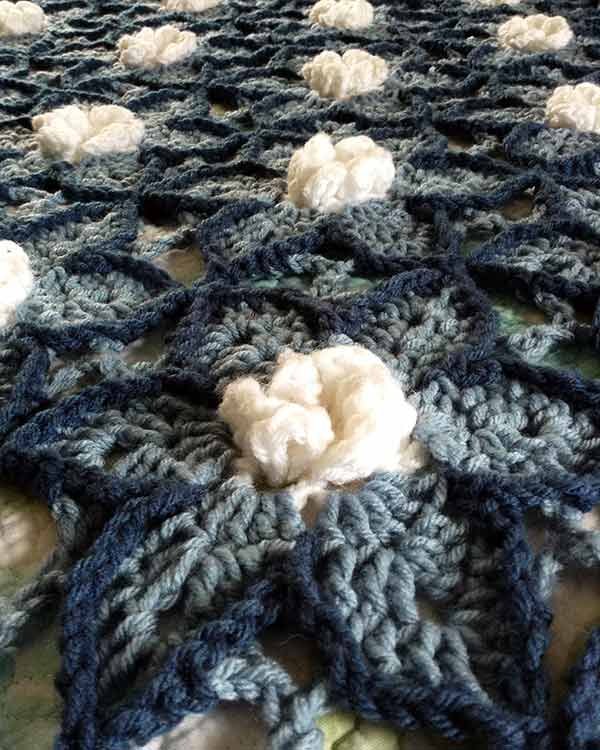 Starlit Floral Afghan – One-of-a-Kind, Only One Available