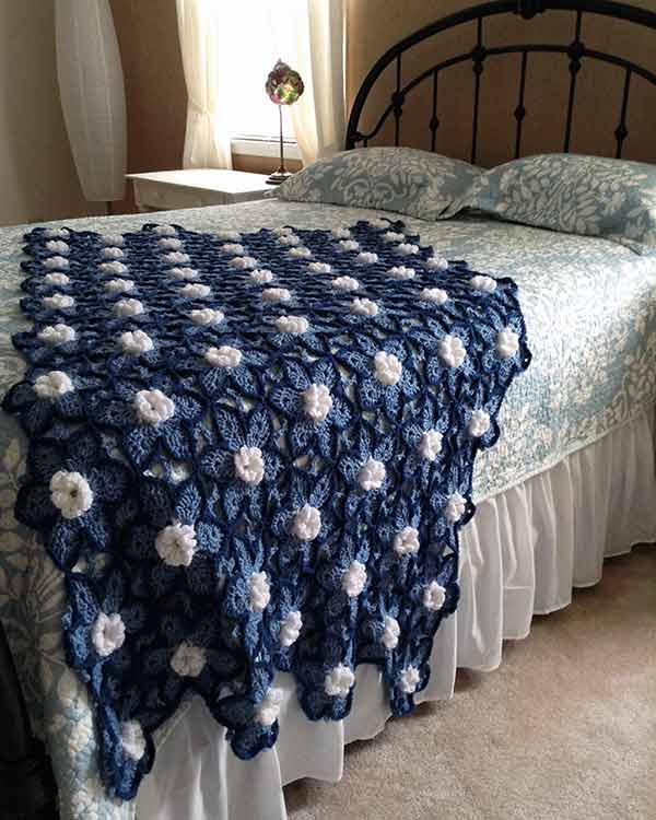 Starlit Floral Afghan – One-of-a-Kind, Only One Available