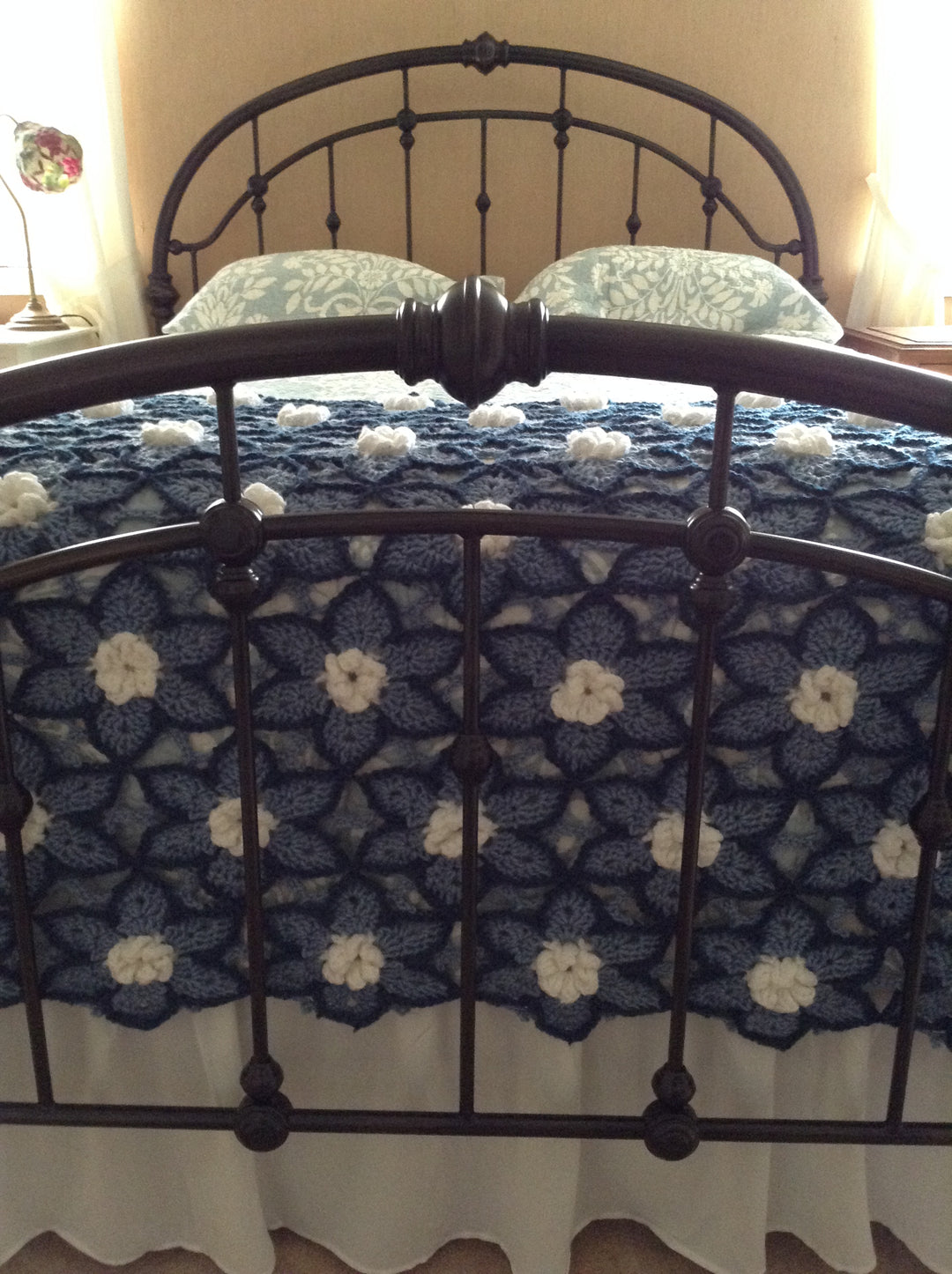 Starlit Floral Afghan – One-of-a-Kind, Only One Available