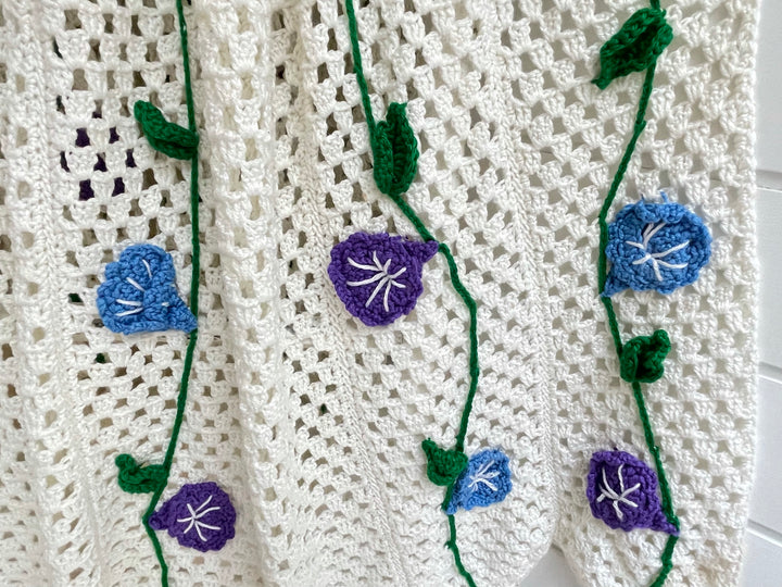 Finished Morning Glories Afghan - One-of-a-Kind, Only One Available