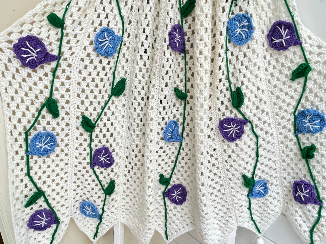 Finished Morning Glories Afghan - One-of-a-Kind, Only One Available