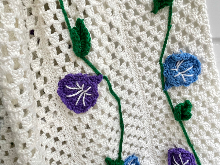 Finished Morning Glories Afghan - One-of-a-Kind, Only One Available