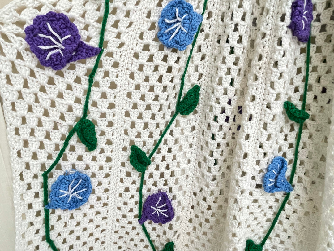 Finished Morning Glories Afghan - One-of-a-Kind, Only One Available