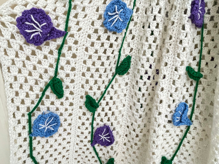 Finished Morning Glories Afghan - One-of-a-Kind, Only One Available