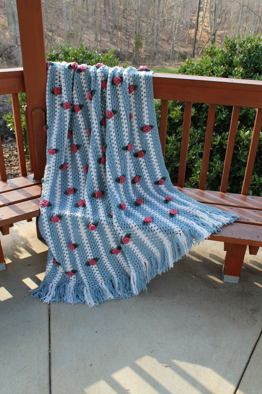 Waterfall Rose Afghan – One-of-a-Kind, Only One Available