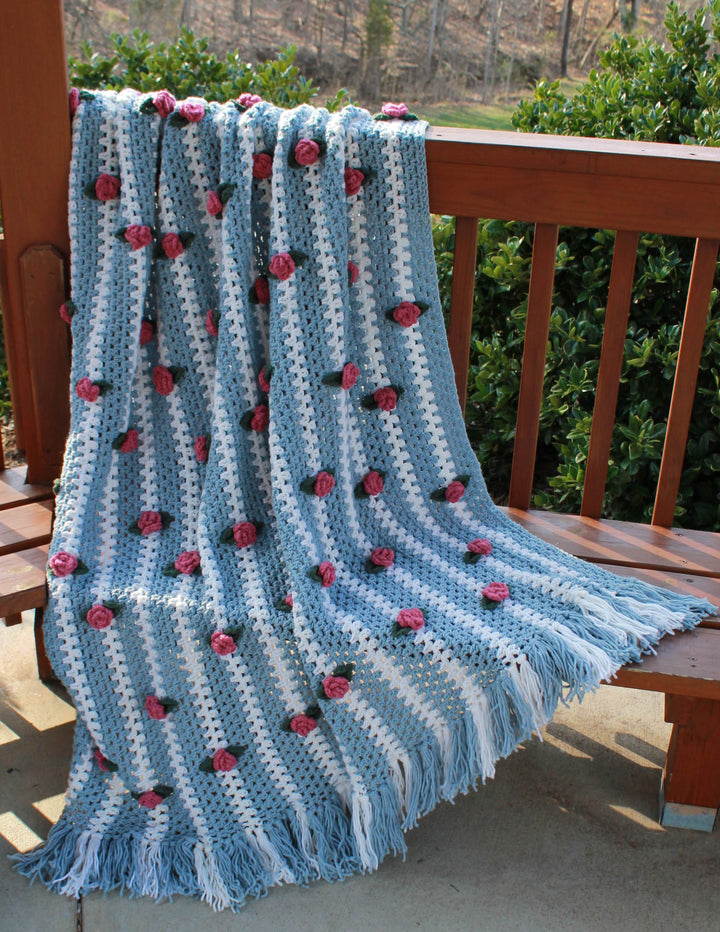 Waterfall Rose Afghan – One-of-a-Kind, Only One Available