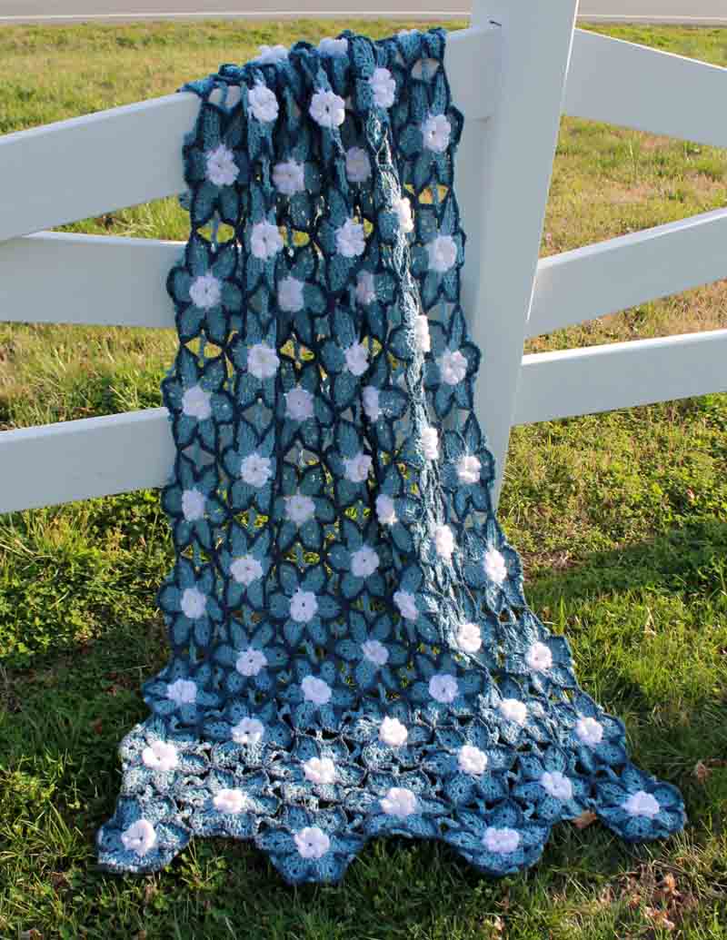 Starlit Floral Afghan – One-of-a-Kind, Only One Available
