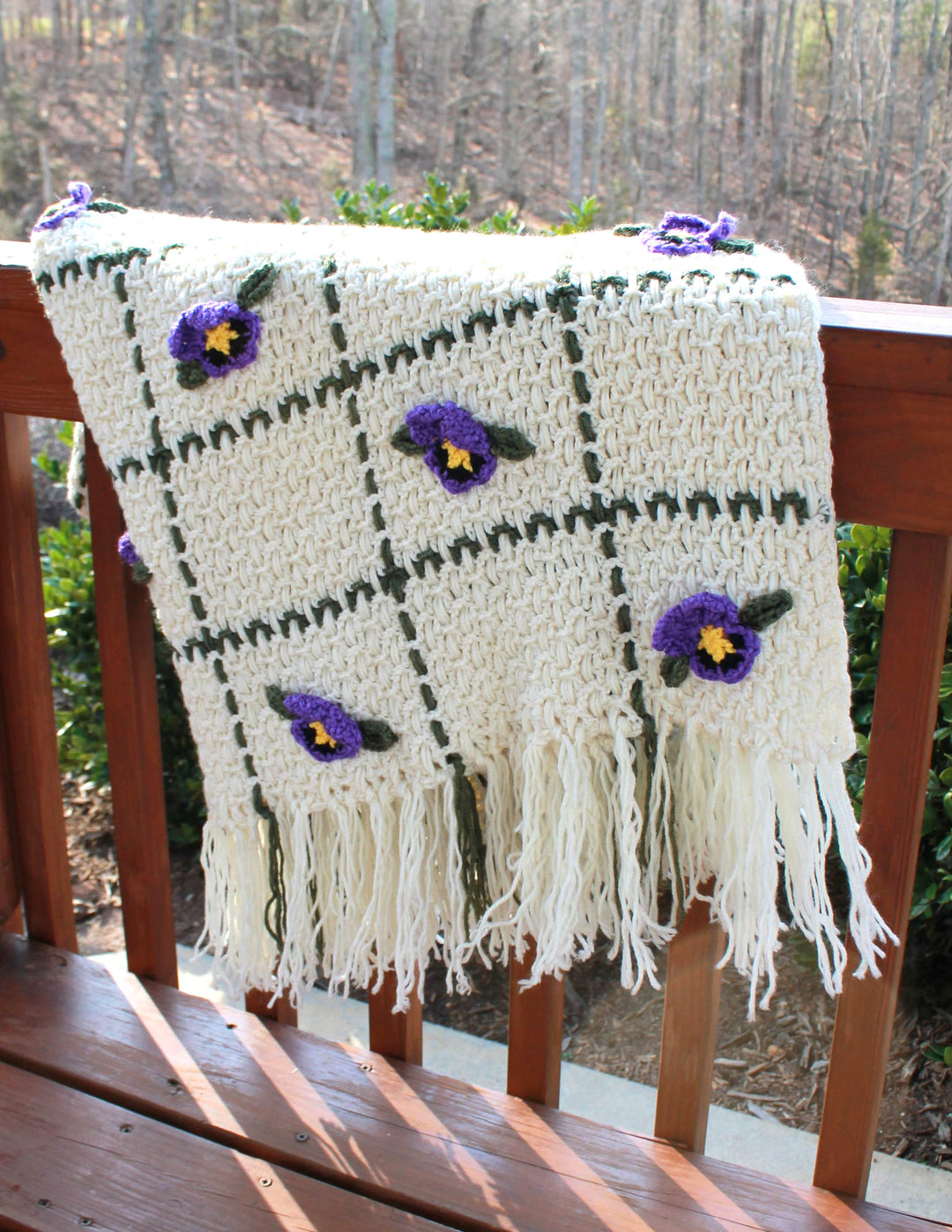 Finished Pansy Weave Afghan – One-of-a-Kind, Only One Available