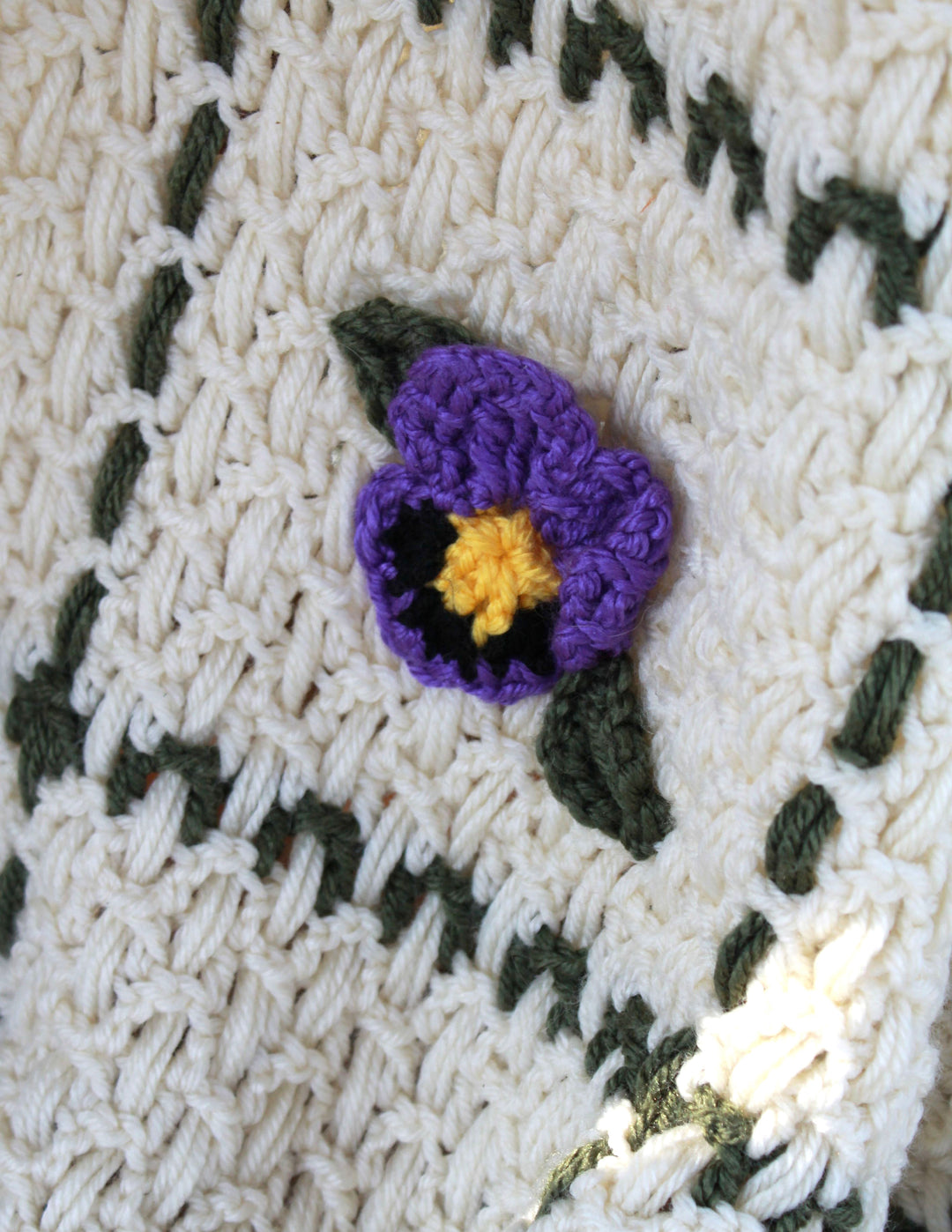 Finished Pansy Weave Afghan – One-of-a-Kind, Only One Available