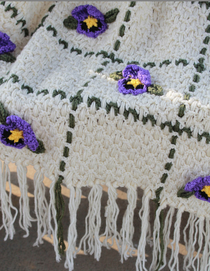 Finished Pansy Weave Afghan – One-of-a-Kind, Only One Available