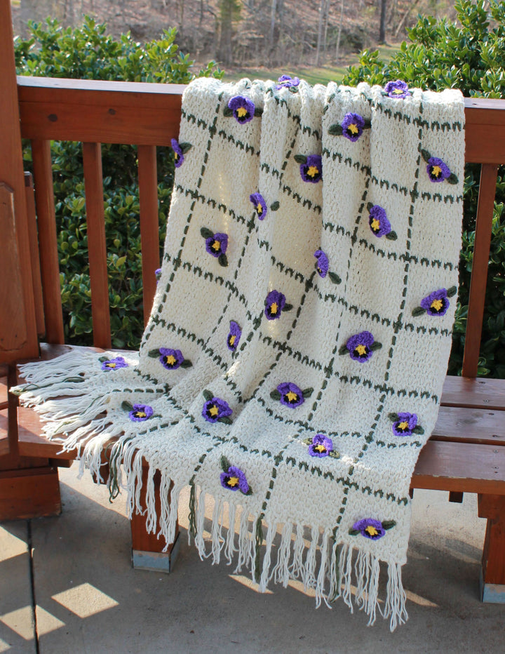 Finished Pansy Weave Afghan – One-of-a-Kind, Only One Available