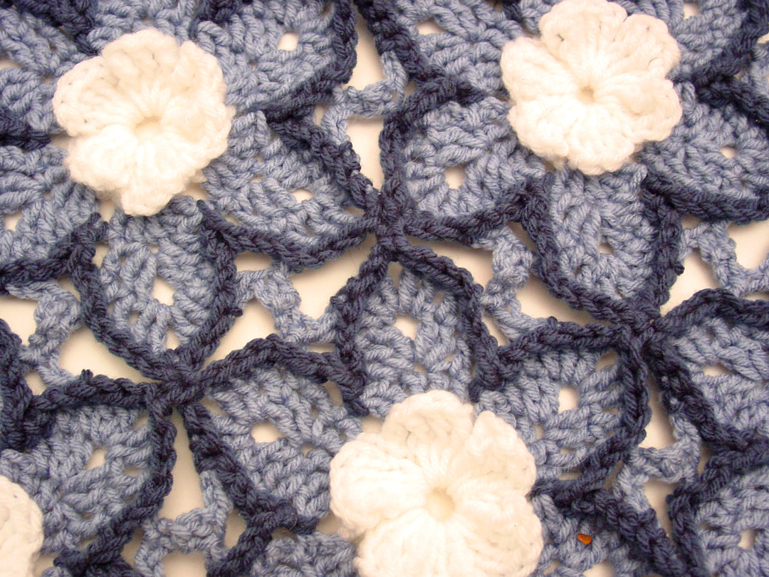 Starlit Floral Afghan – One-of-a-Kind, Only One Available