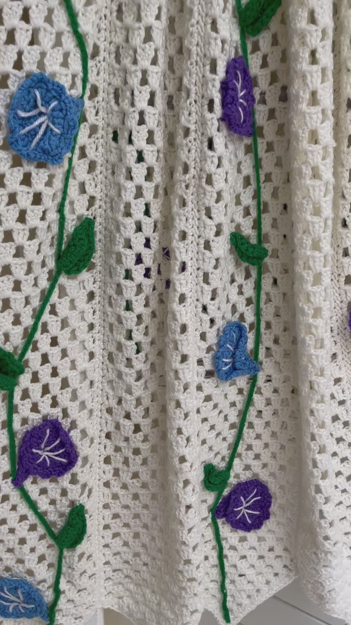 Finished Morning Glories Afghan - One-of-a-Kind, Only One Available