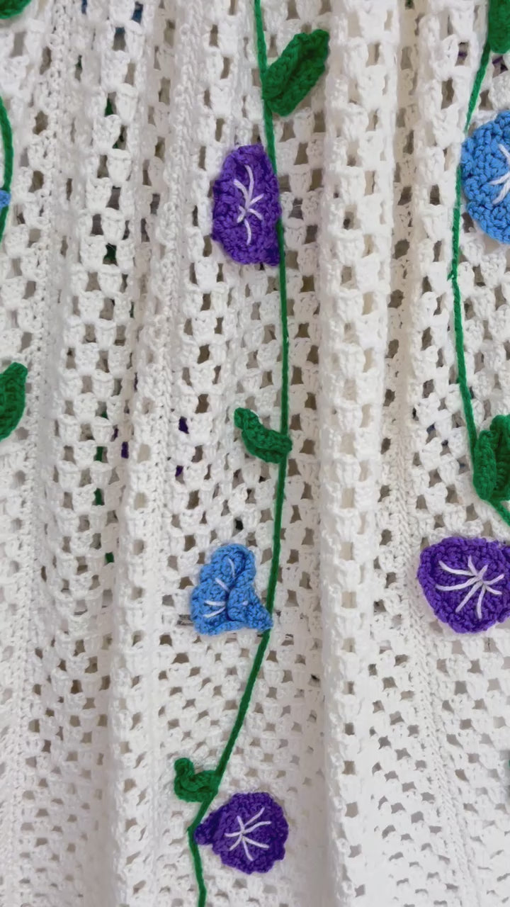 Finished Morning Glories Afghan - One-of-a-Kind, Only One Available