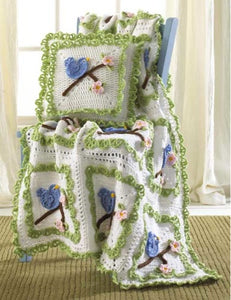 Bluebird Afghan And Pillow Set Crochet Pattern - Maggie's Crochet