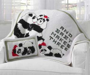 And Baby Makes Three Afghan and Pillow Crochet Pattern - Maggie's Crochet