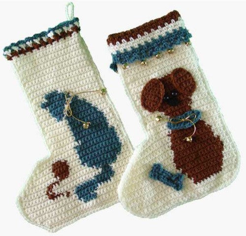 Cat and Mouse and Puppy Love Stockings Crochet Pattern - Maggie's Crochet