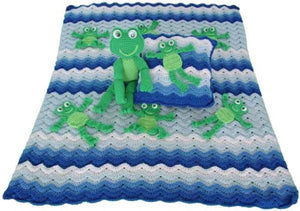 Frolicking Frogs Afghan, Pillow and Toy Crochet Patterns - Maggie's Crochet