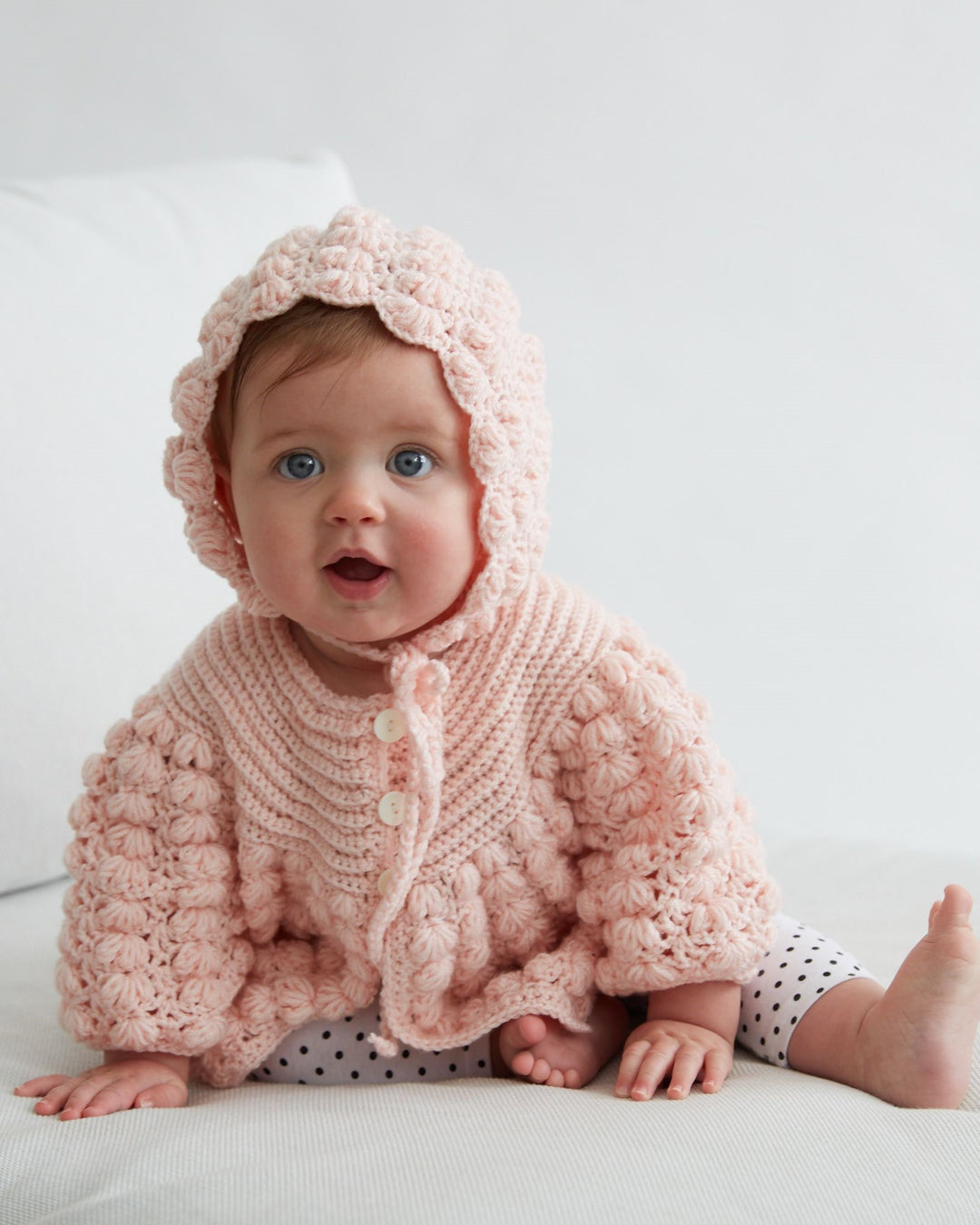 Baby Puff Stitch Sweater and Hat - Maggie's Crochet