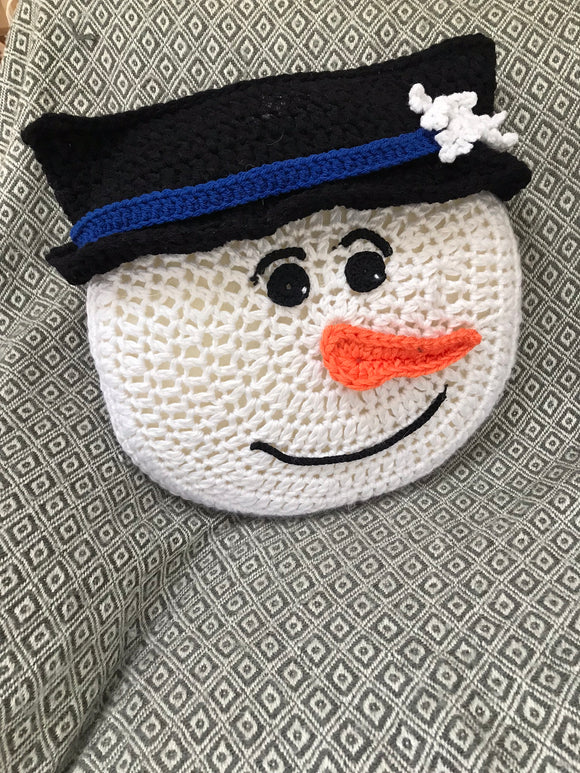 Crochet Pattern Beginner Project Easy Snowman Pillow - Maggie's Crochet