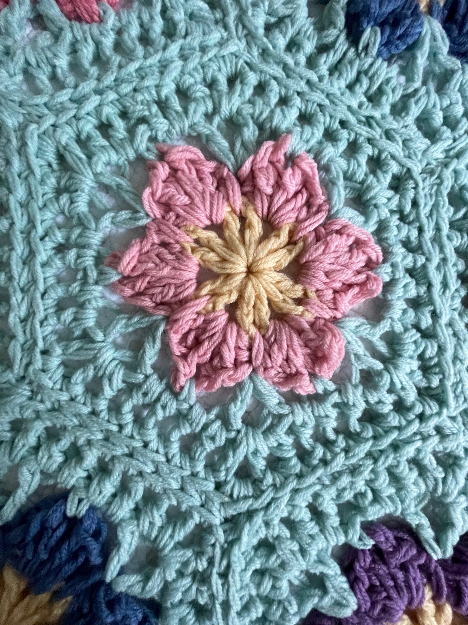 Charleston Garden Flower Afghan Crochet Pattern is 53 x 76