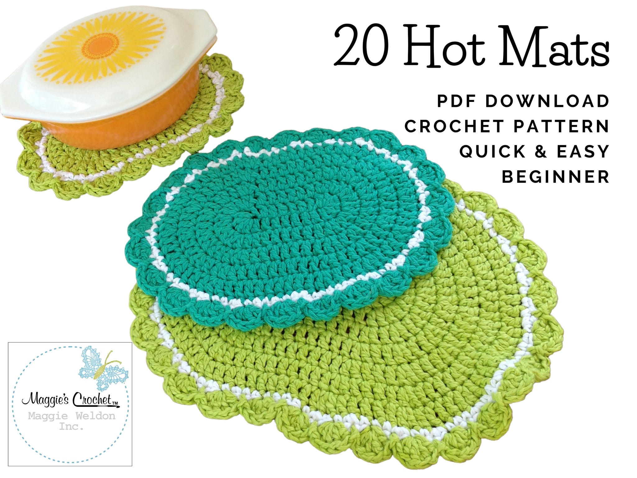 Scrap Potholders and Mats Set Crochet Pattern– Maggie's Crochet