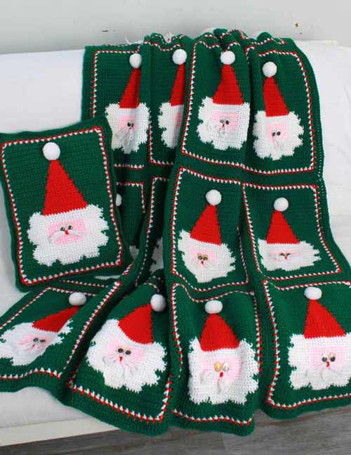 Jolly Santa Afghan and Pillow Crochet Pattern - Maggie's Crochet