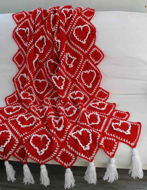 Ruffled Hearts Afghan Crochet Pattern - Maggie's Crochet