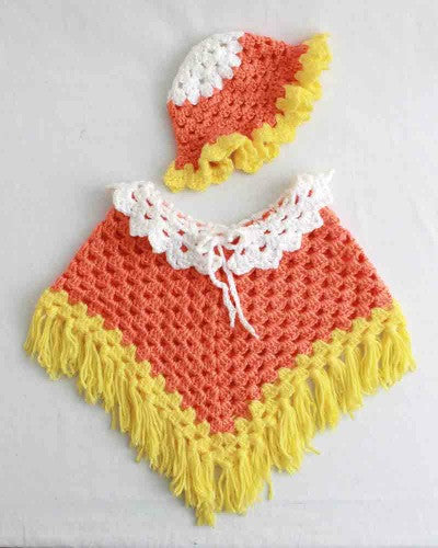 Candy Corn Poncho and Hat Set Crochet Pattern – Maggie's Crochet