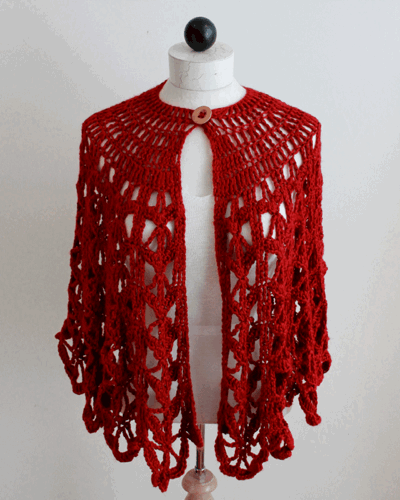 Bordeaux Fashion Cape Crochet Pattern - Maggie's Crochet