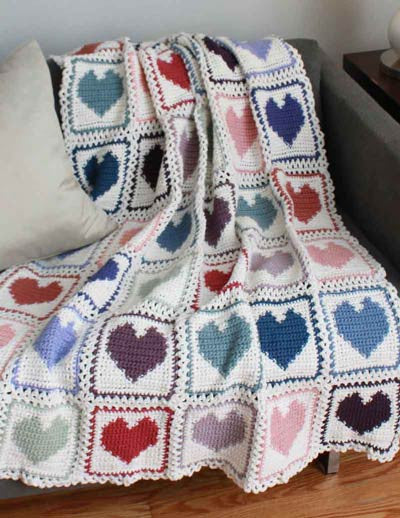 Scrap Hearts Afghan Crochet Pattern - Maggie's Crochet