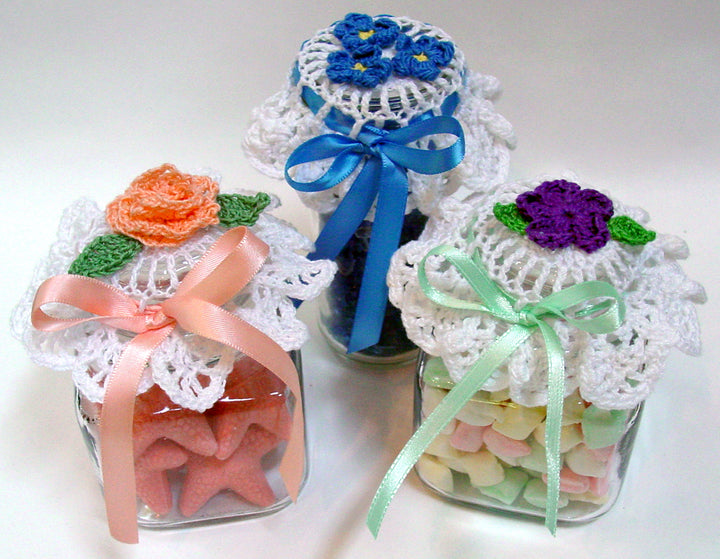 Flower Jar Lid Covers Crochet Pattern - Maggie's Crochet