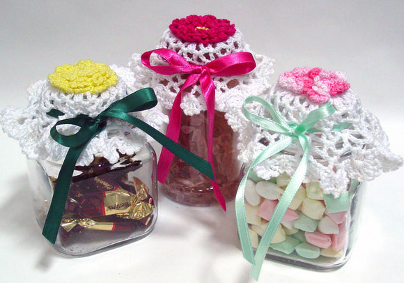 Flower Jar Lid Covers Crochet Pattern - Maggie's Crochet