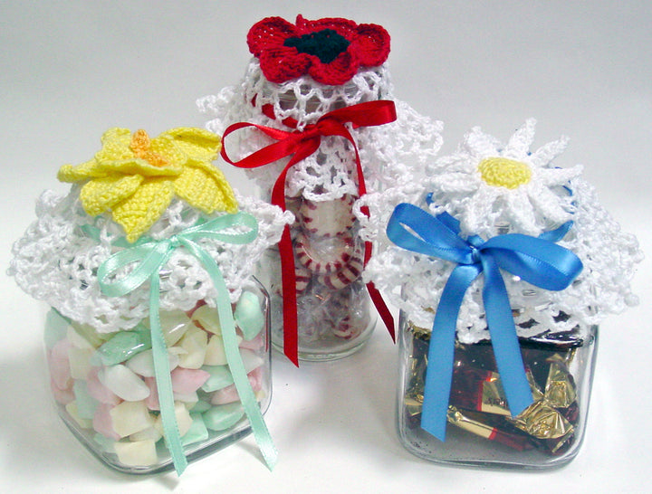 Flower Jar Lid Covers Crochet Pattern - Maggie's Crochet