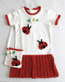 18" Doll Lady Bug T-Shirt Dress, Hat & Purse Crochet Pattern - Maggie's Crochet