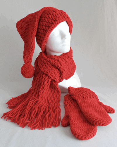 Stocking Hat, Scarf and Mitten Set Crochet Pattern - Maggie's Crochet