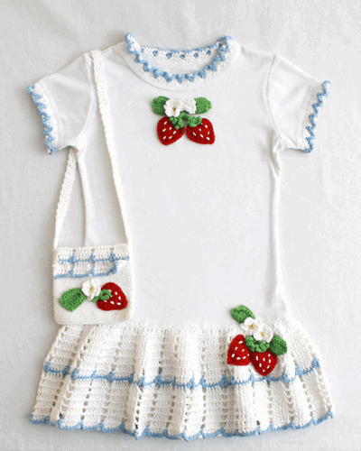 Strawberry T-Shirt Dress and Purse Crochet Pattern - Maggie's Crochet
