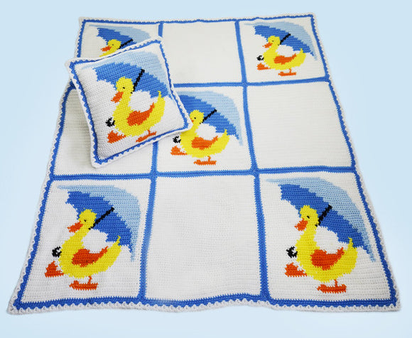Little Ducky Duddle Afghan and Pillow Crochet Pattern - Maggie's Crochet