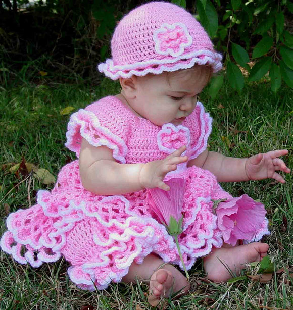 Savannah Ruffled Baby Set Crochet Pattern - Maggie's Crochet