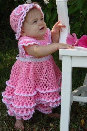 Savannah Ruffled Baby Set Crochet Pattern - Maggie's Crochet